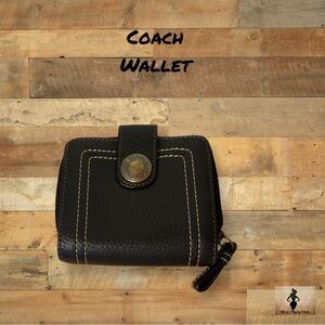 Coach Black Pebble Leather Wallet # 1489